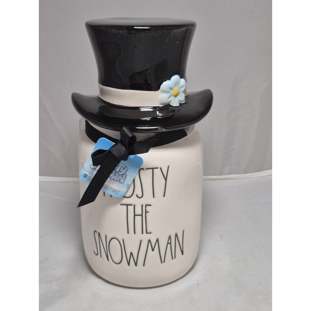 💥 RAE DUNN by Magenta Frosty The Snowman 8.5” Canister With Topper Hat